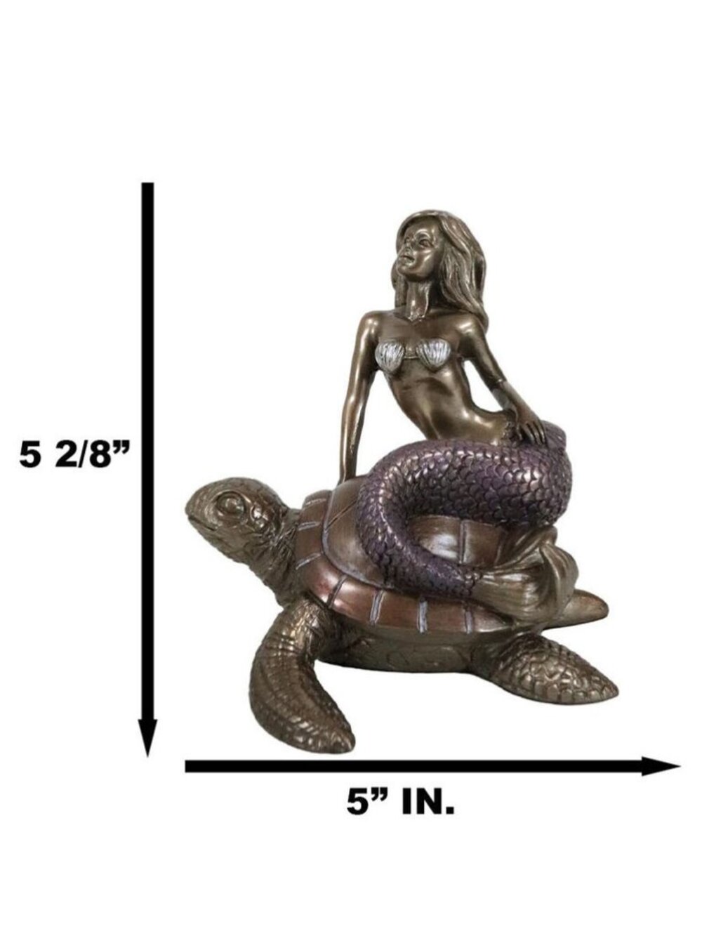 Ocean Mermaid Riding On Sea Turtle Figurine Sirens Of The Seas Coral Reef Decor - Picture 4 of 7